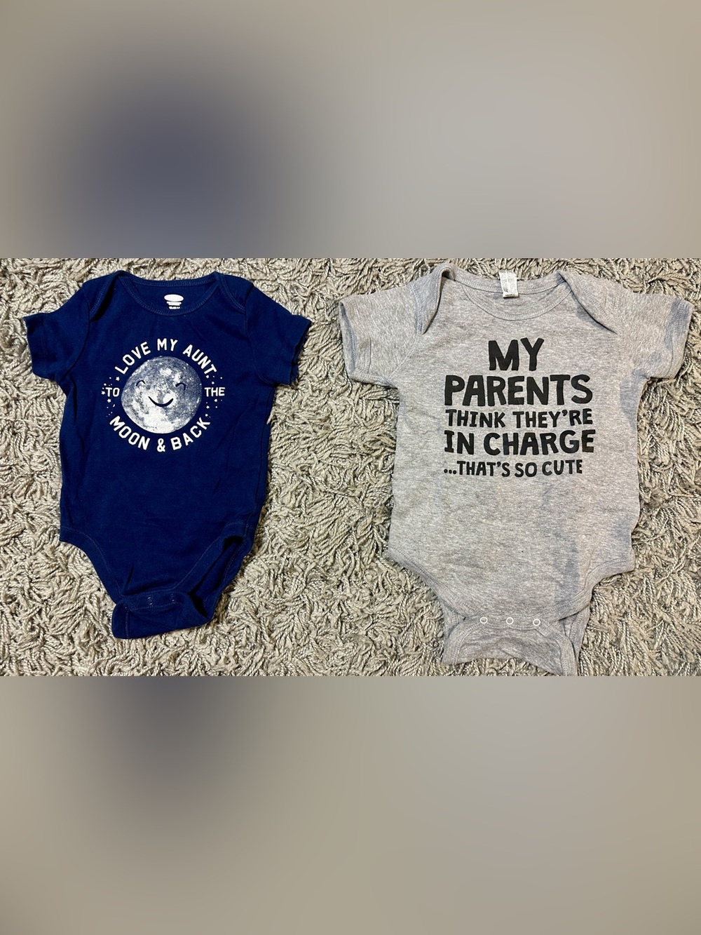 Grey and Navy Baby Graphic Onesies - Pack of 2